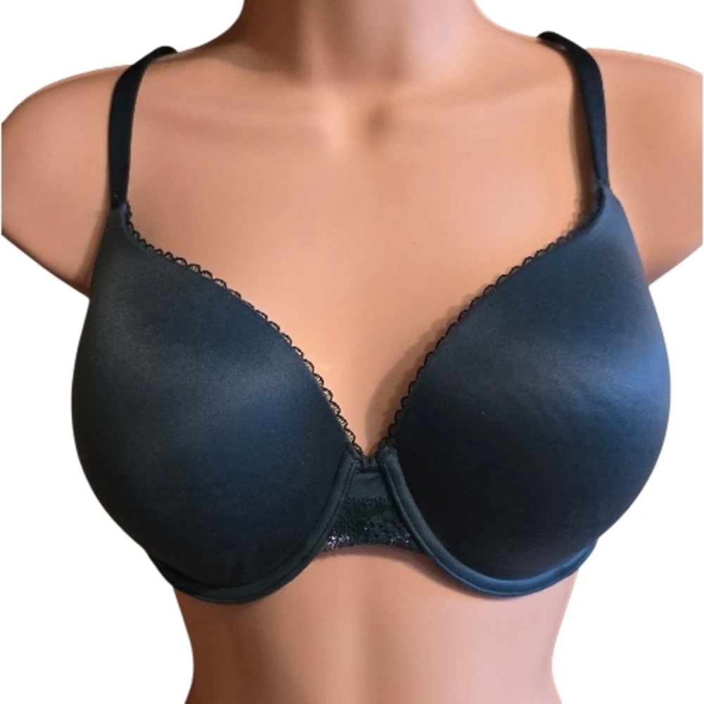 Victoria’s Secret 38C Push Up T Shirt Bra Teal Blue Lace Trim Underwire